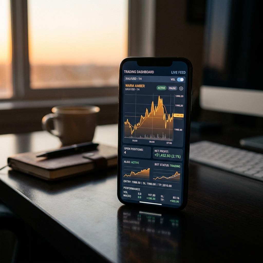 Rillforge Capital AI crypto trading platform instrumentbræt på mobil enhed